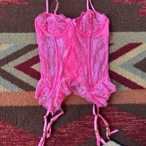 Pink Lace Bustier with Garters